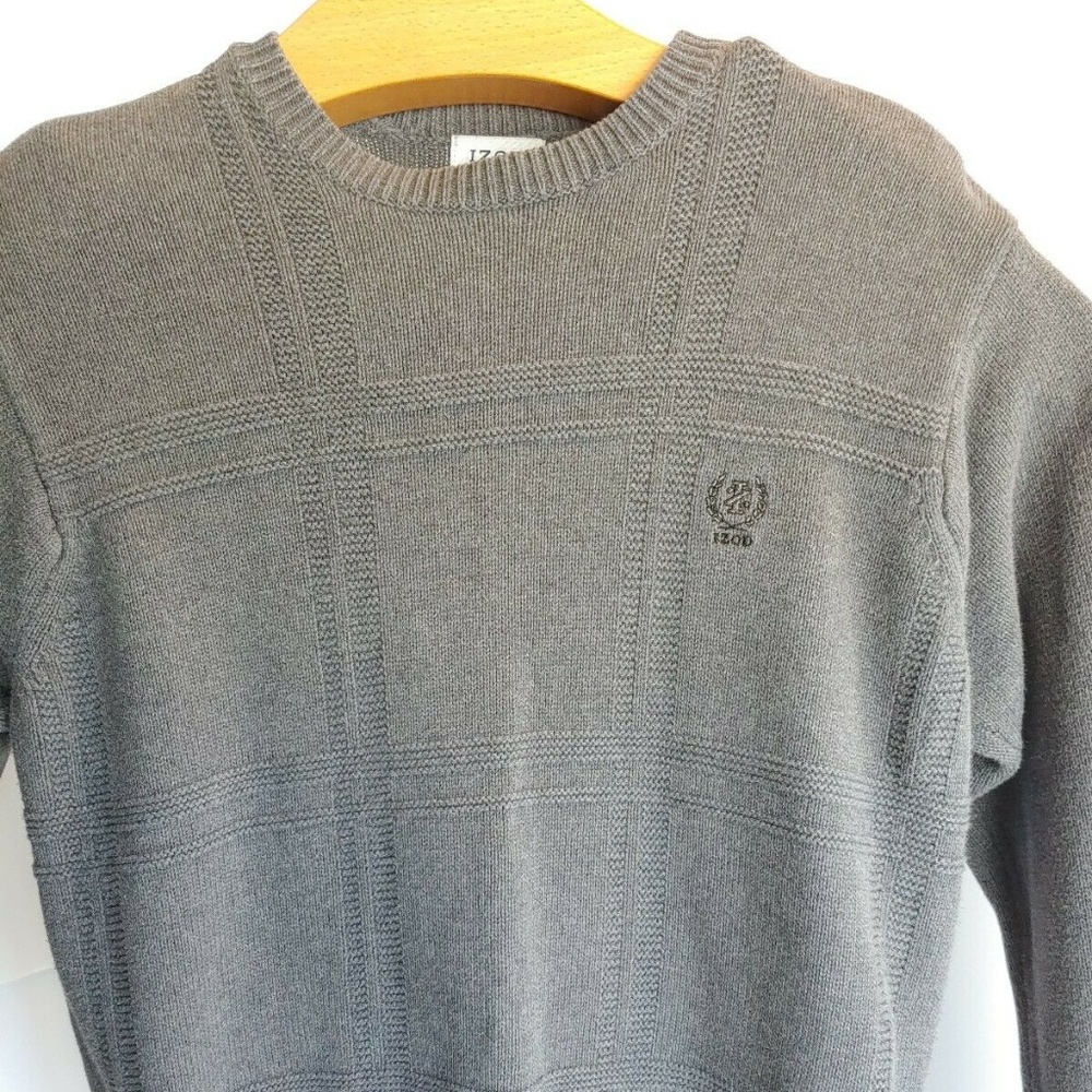 Izod Mens Sweater Long Sleeve  grey 100% Cotton